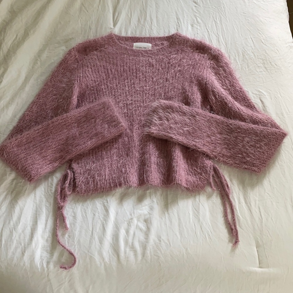 Grey Bandit Fuzzy Pink Sweater Small